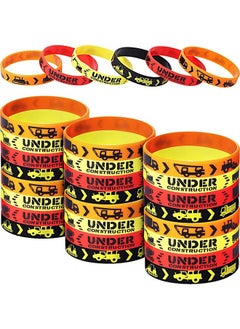 Jovitec Construction Zone Party Favors Rubber Bracelets For Kids Construction Birthday Party And Construction Themed Supplies Construction Themed Silicone Wristbands (48 Pieces)  - Image 1