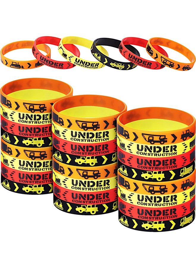 Jovitec Construction Zone Party Favors Rubber Bracelets For Kids Construction Birthday Party And Construction Themed Supplies Construction Themed Silicone Wristbands (48 Pieces) - Image 2