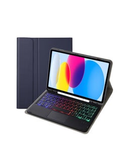 For Samsung TabS9FE11 Inch 2023 Protective Cover Wonderful Control Magnetic Suction Colorful Backlit Bluetooth Keyboard Soft Shell-Color:Dark Blue-Touch Keyboard (Backlit)-Product Type:Samsung Tab S9 FE 10.9 Inch SM-X510/X516