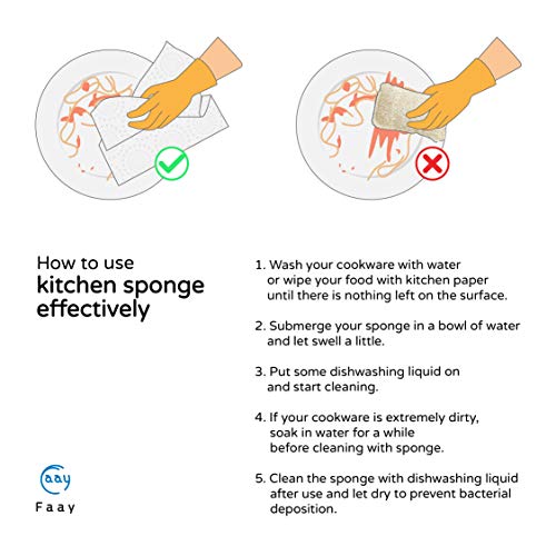 FAAY Eco Friendly Sponges for Dishes, Multi-Purpose Non-Scratch Loofah Scrubber for Cookware, Kitchen, Bathtub and Body, Handmade Unbleached Luffa Fiber, Natural, Biodegradable, Compostable & No Smell - Image 3