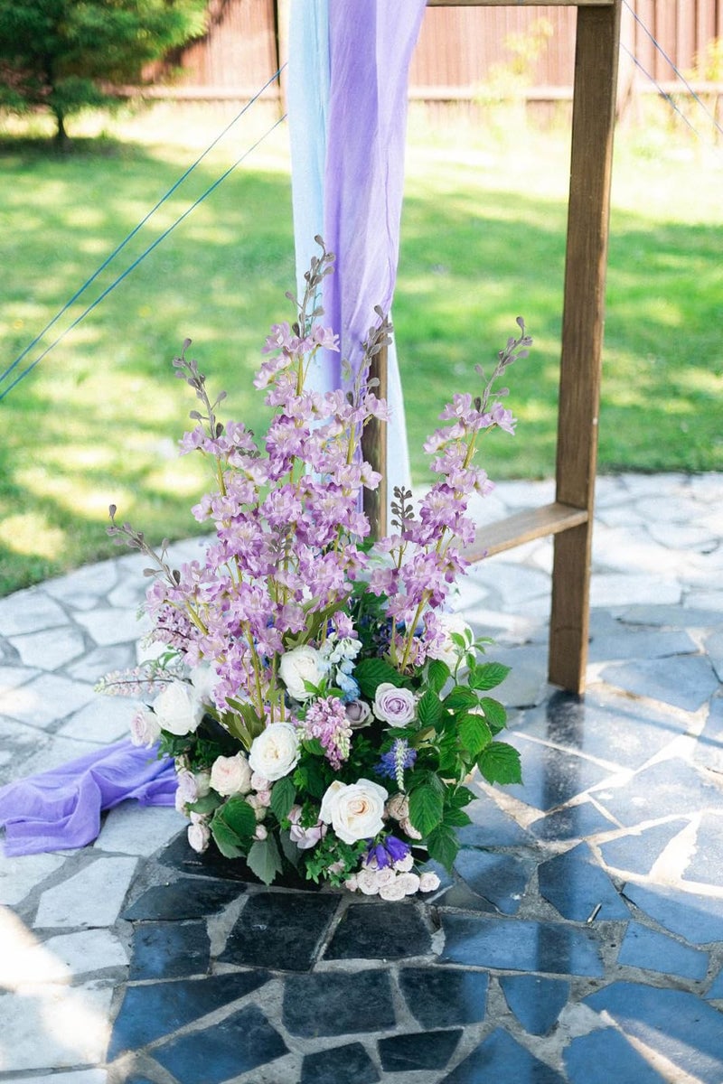 IPOPU Purple Fake Flowers 9pcs Delphinium Artificial Flowers with Clematis Greenery Stems 33.5" Bluebonnet Flowers Larkspur Snapdragon Tall Fake Flowers for Home Bridal Shower Party Decor (Purple) - Image 4