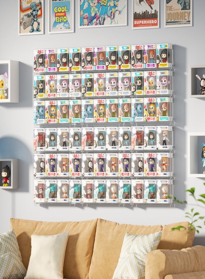 WINKINE Floating Display Shelves Compatible with 21 Funko Pop in Box, Acrylic Shelves for Wall, Clear Figures Display Case for Boxed Characters, Stackable Collectibles Figure Stand, 2 Pack (Clear) - Image 2