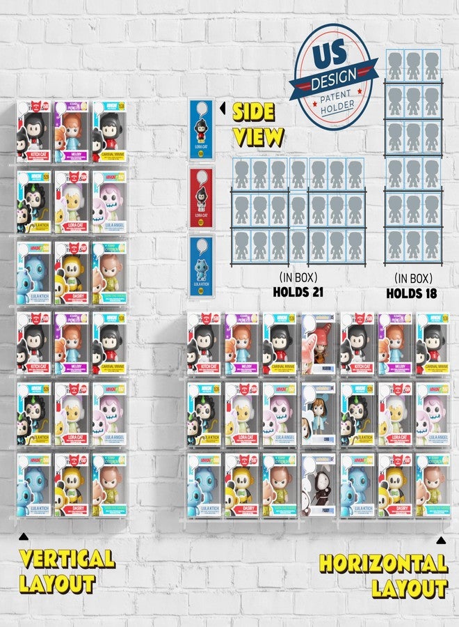WINKINE Floating Display Shelves Compatible with 21 Funko Pop in Box, Acrylic Shelves for Wall, Clear Figures Display Case for Boxed Characters, Stackable Collectibles Figure Stand, 2 Pack (Clear) - Image 4