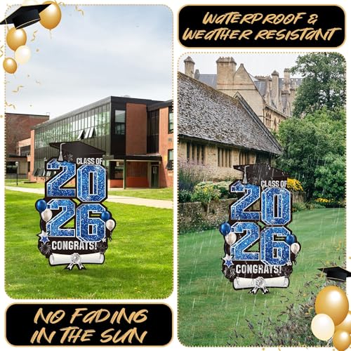 Vivantia 2026 Extra Large 47.2 Inch Graduation Yard Sign Congrats Grad Lawn Decor Class of 2026 DIY Name Yard Sign with Metal Stakes for College High School Grad Outdoor Party Supplies, Blue - Image 5