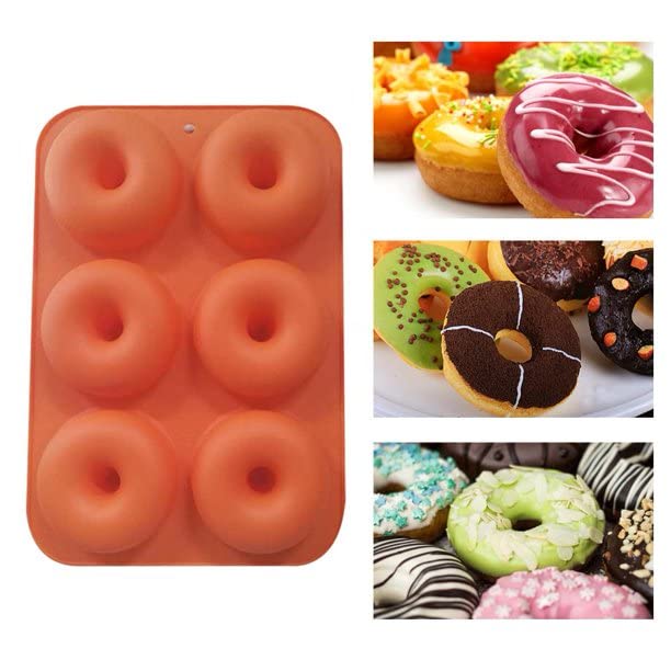 MoldBerry Silicone Multicolor 6 Cavity Donut Baking Pan Non Stick Mould for Perfect Shaped Donuts Muffin Cake Biscuit Bagels Pack of 1 - Image 2