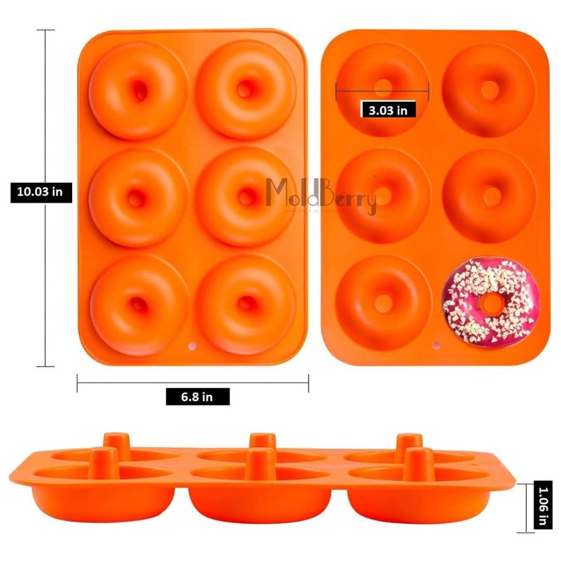 MoldBerry Silicone Multicolor 6 Cavity Donut Baking Pan Non Stick Mould for Perfect Shaped Donuts Muffin Cake Biscuit Bagels Pack of 1 - Image 5
