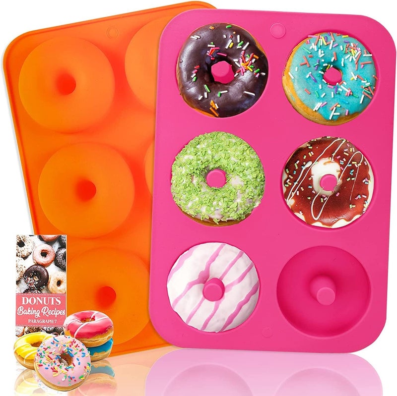 MoldBerry Silicone Multicolor 6 Cavity Donut Baking Pan Non Stick Mould for Perfect Shaped Donuts Muffin Cake Biscuit Bagels Pack of 1 - Image 1