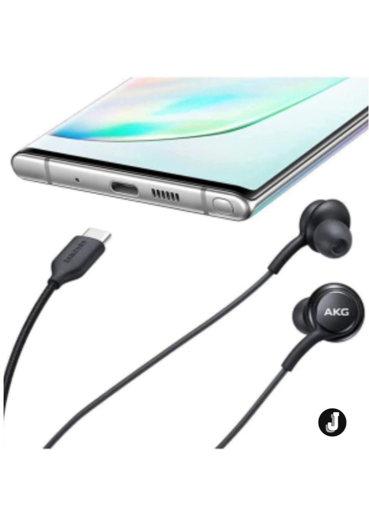 JAJEEK "NEW 2024 In-Ear Stereo Headphones for Samsung Galaxy S24/S23/S22/S21/S20, Note 10/10+ – AKG Designed with Microphone & Volume Control, Type-C Connector (Black)" - Image 4