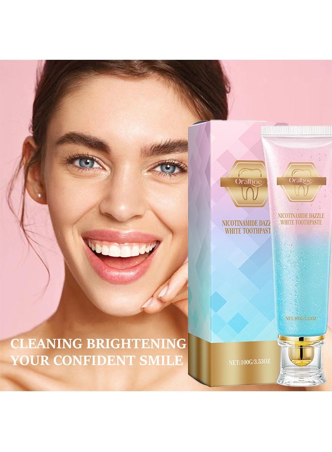 ORALHOE Niacinamide Dazzle White Toothpaste, Fresh Breath Niacinamide, Bodyaccel Toothpaste, Body Accel Niacinamide Whitening Toothpaste 100g - Image 2