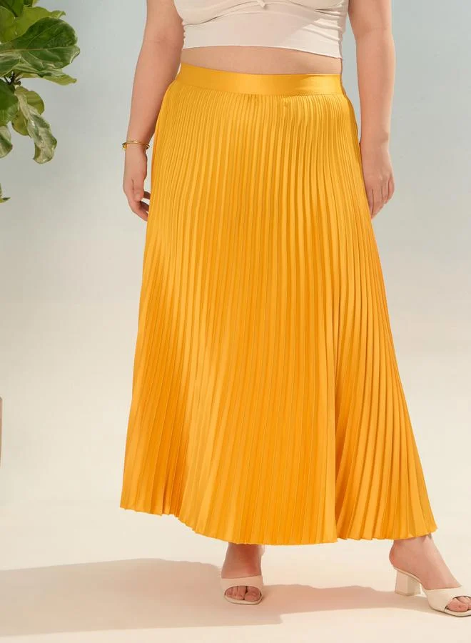 SASSAFRAS Sassafras Plus Mustard Accordion Pleated Skirt