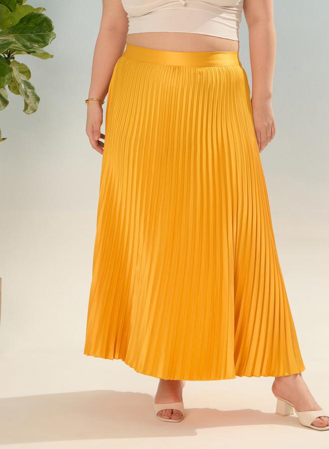 SASSAFRAS Plus Mustard Accordion Pleated Skirt - Image 1
