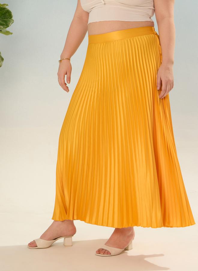 SASSAFRAS Plus Mustard Accordion Pleated Skirt - Image 3