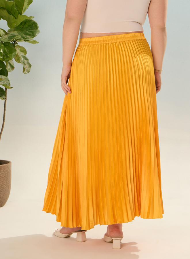 SASSAFRAS Plus Mustard Accordion Pleated Skirt - Image 5