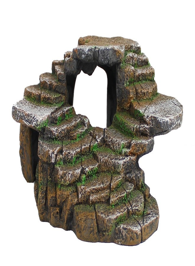 Penn Plax PENN-PLAX Reptology Shale Scape Step Ledge & Cave Hideout – Basking Area - Decorative Resin for Aquariums & Terrariums – Great for Reptiles, Amphibians, and Fish – Medium - Image 1