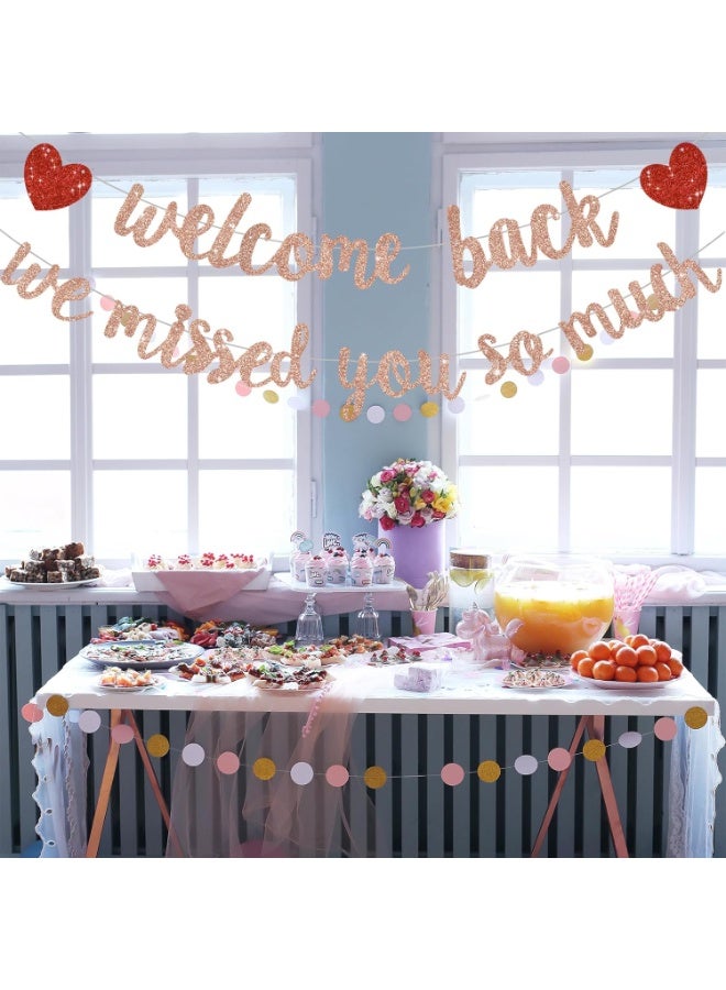 Rose Gold Welcome Back We Missed You So Much Banner,NO DIY,for Welcome Home Celebration Decorations Family Gathering,Back to School Events Military Homecoming Decoration - Image 4