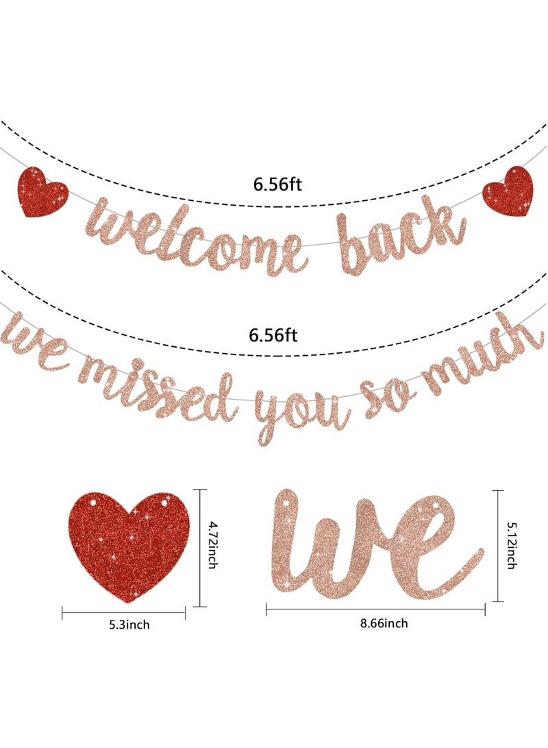 Rose Gold Welcome Back We Missed You So Much Banner,NO DIY,for Welcome Home Celebration Decorations Family Gathering,Back to School Events Military Homecoming Decoration - Image 3