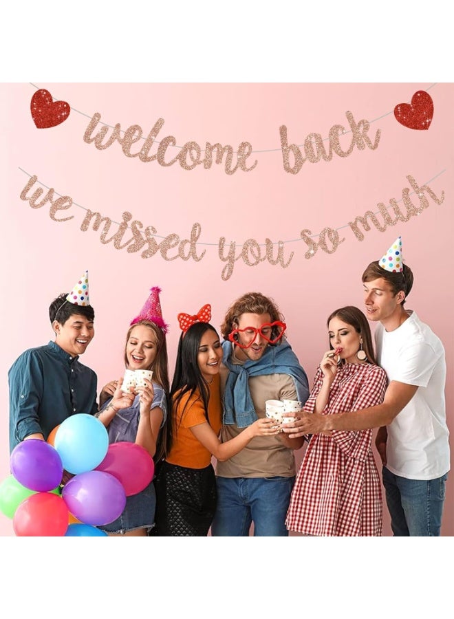 Rose Gold Welcome Back We Missed You So Much Banner,NO DIY,for Welcome Home Celebration Decorations Family Gathering,Back to School Events Military Homecoming Decoration - Image 2