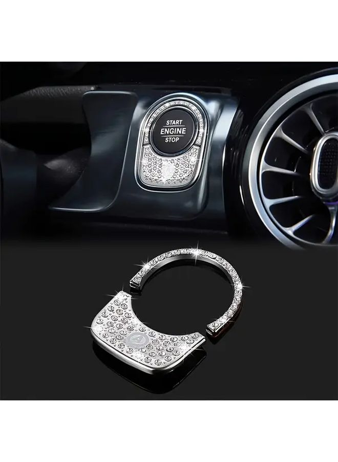 White Rhinestone Ignition Start Button Cover For Mercedes A B GLB CLA Models - Image 1