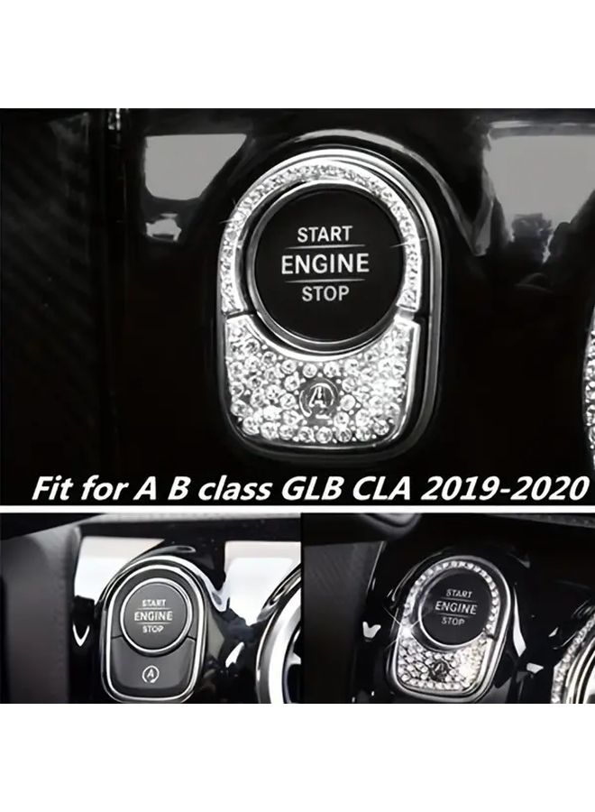 White Rhinestone Ignition Start Button Cover For Mercedes A B GLB CLA Models - Image 4