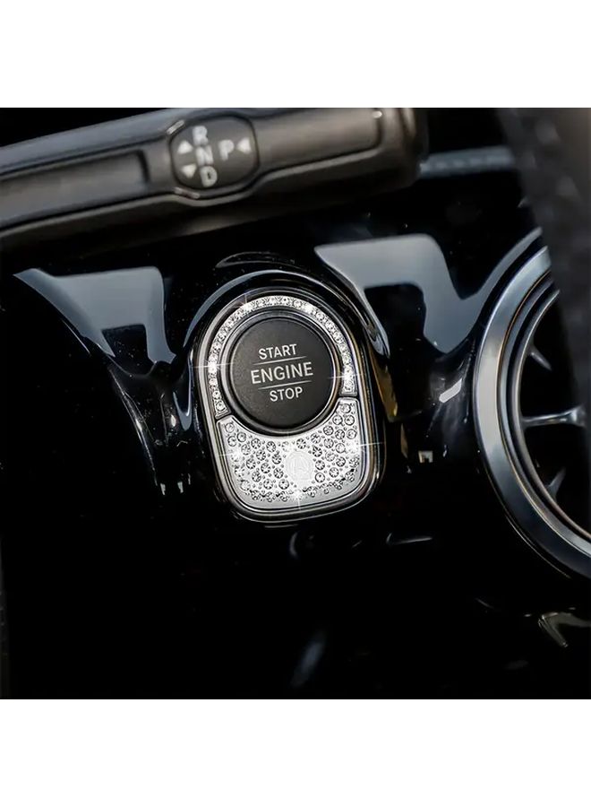 White Rhinestone Ignition Start Button Cover For Mercedes A B GLB CLA Models - Image 5