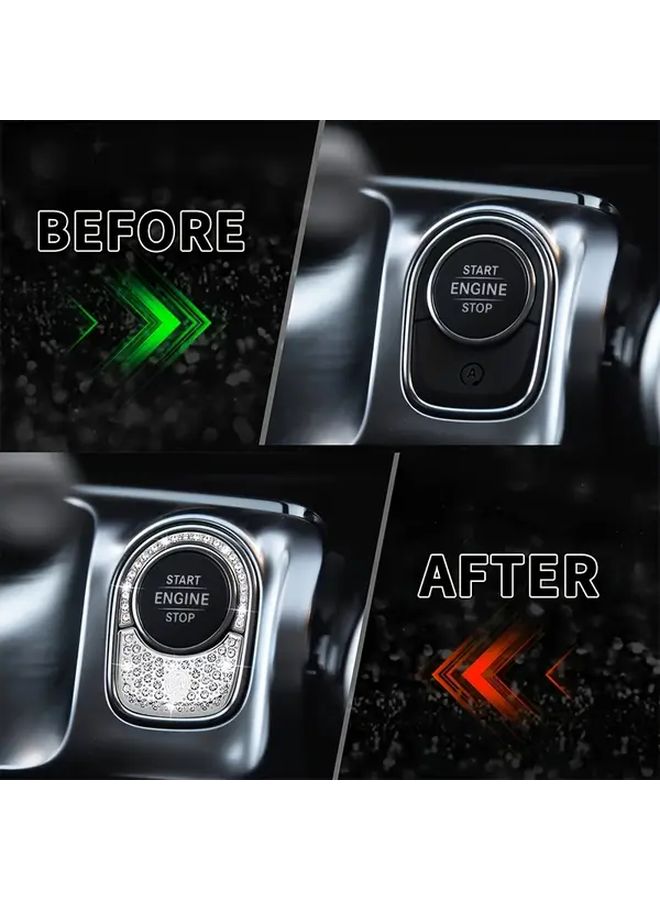 White Rhinestone Ignition Start Button Cover For Mercedes A B GLB CLA Models - Image 3