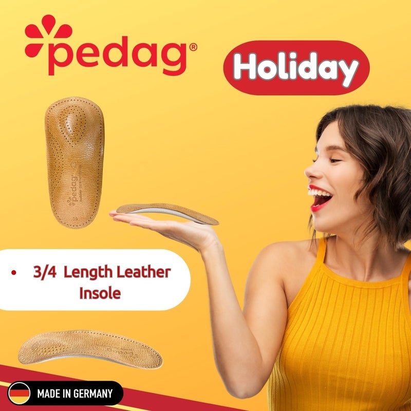 pedag Holiday Leather 3/4 Orthotic Inserts with Arch Support and Heel Cushion for Tight Dress Shoes - Tan, US M 10 / EU 43 - Image 2