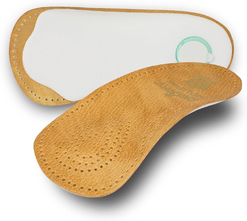 pedag Holiday Leather 3/4 Orthotic Inserts with Arch Support and Heel Cushion for Tight Dress Shoes - Tan, US M 10 / EU 43 - Image 1
