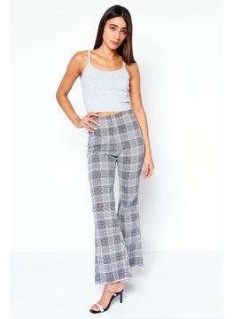 Tinseltown Women Straight Plaid Wide Leg Pants, White  - Image 2