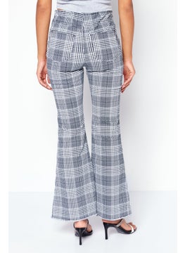 Tinseltown Women Straight Plaid Wide Leg Pants, White  - Image 4