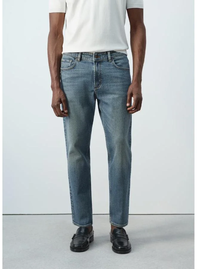 Mango Man Ben Cropped Tapered-Fit Jeans