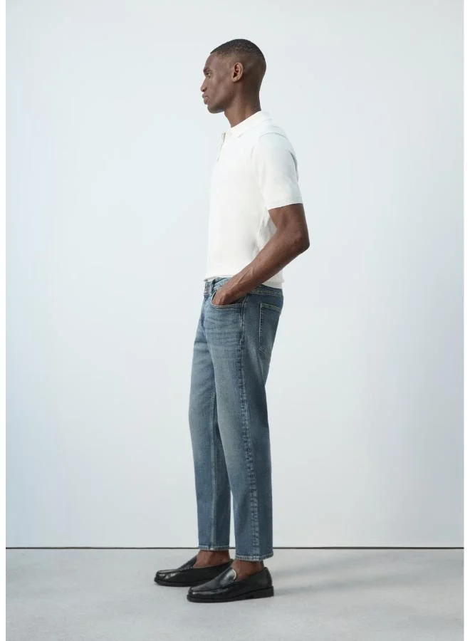 Mango Man DI-DIRTY Ben Cropped Tapered-Fit Jeans for Men | Best Price UAE