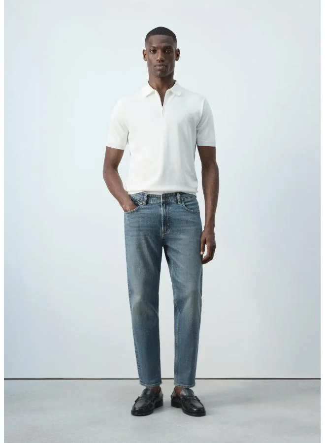Mango Man DI-DIRTY Ben Cropped Tapered-Fit Jeans for Men | Best Price UAE