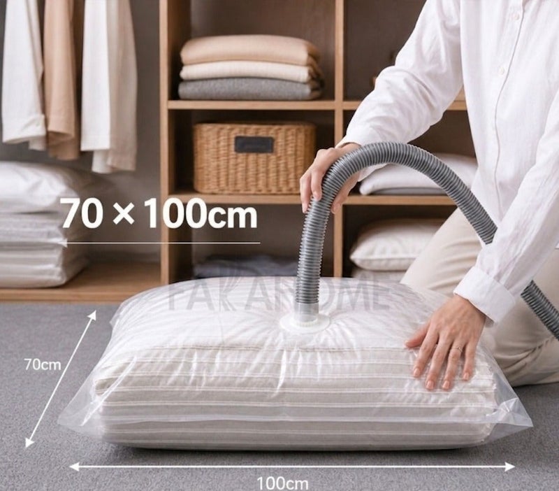 Space-saving storage bag for clothes, blankets, and linens. Large size, vacuum-sealed, one piece, 70 x 100 cm. - Image 2