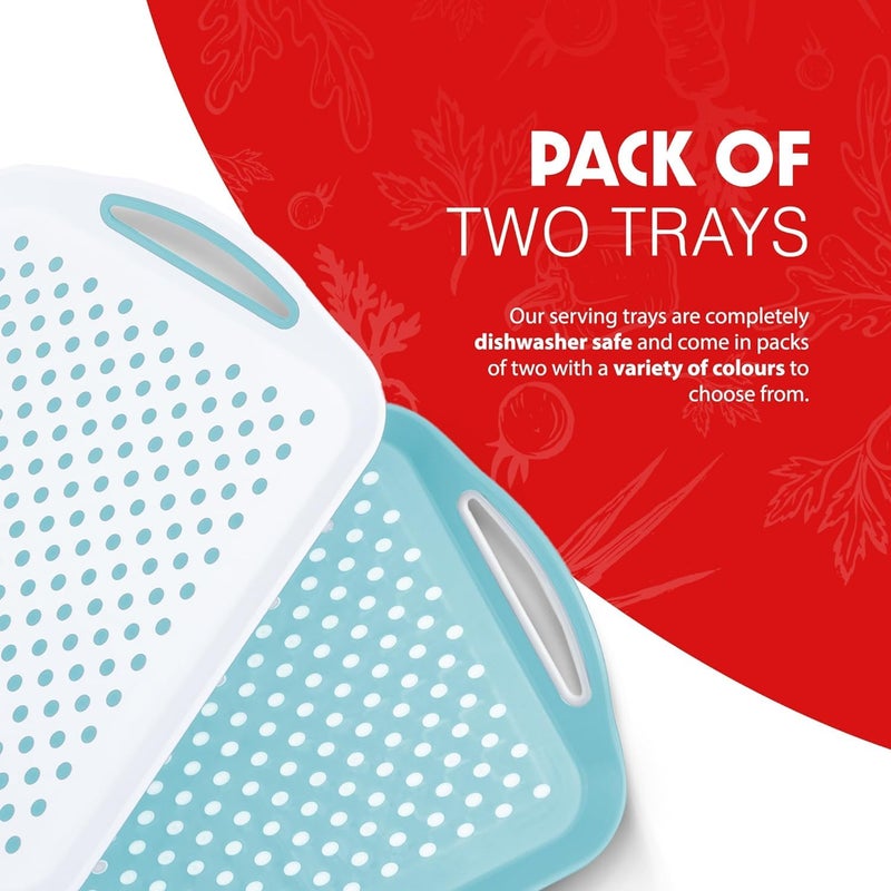 Essen 2-Pack Serving Tray Set – Non-Slip Lap Boards with Grip Handles, Ideal for Food Prep, Tea, Breakfast in Bed – Plastic Tray for Stable Dining – Dishwasher Safe (Blue/White) - Image 5