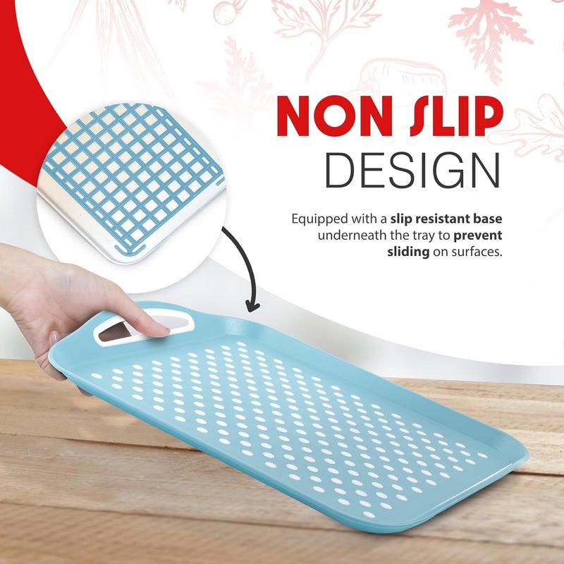Essen 2-Pack Serving Tray Set – Non-Slip Lap Boards with Grip Handles, Ideal for Food Prep, Tea, Breakfast in Bed – Plastic Tray for Stable Dining – Dishwasher Safe (Blue/White) - Image 3