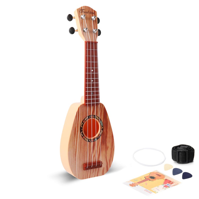 YOLOPARK 17 Kids Toy Guitar for Girls Boys Mini Toddler Ukulele Guitar with 4 Strings Keep Tones Can Play for 3 4 5 6 7 Year Old Kids Musical Instruments Educational Toys for Beginner Wood - Image 3
