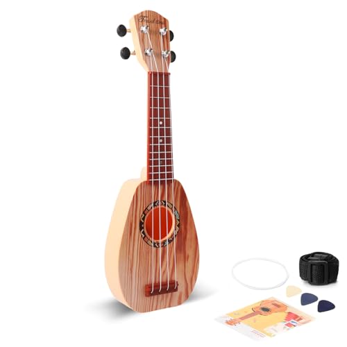 YOLOPARK 17 Kids Toy Guitar for Girls Boys Mini Toddler Ukulele Guitar with 4 Strings Keep Tones Can Play for 3 4 5 6 7 Year Old Kids Musical Instruments Educational Toys for Beginner Wood - Image 1