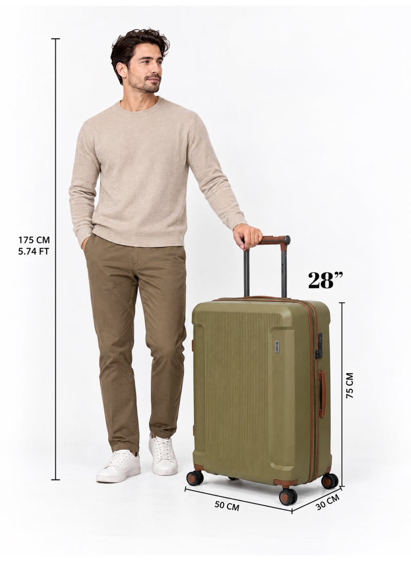 President Single-Piece PP Hardshell Luggage Set with Beauty Case, TSA Lock Travel Suitcase Set, 360° Spinner Wheels, Telescopic Handle, Large size, 9898 - Khaki - Image 3