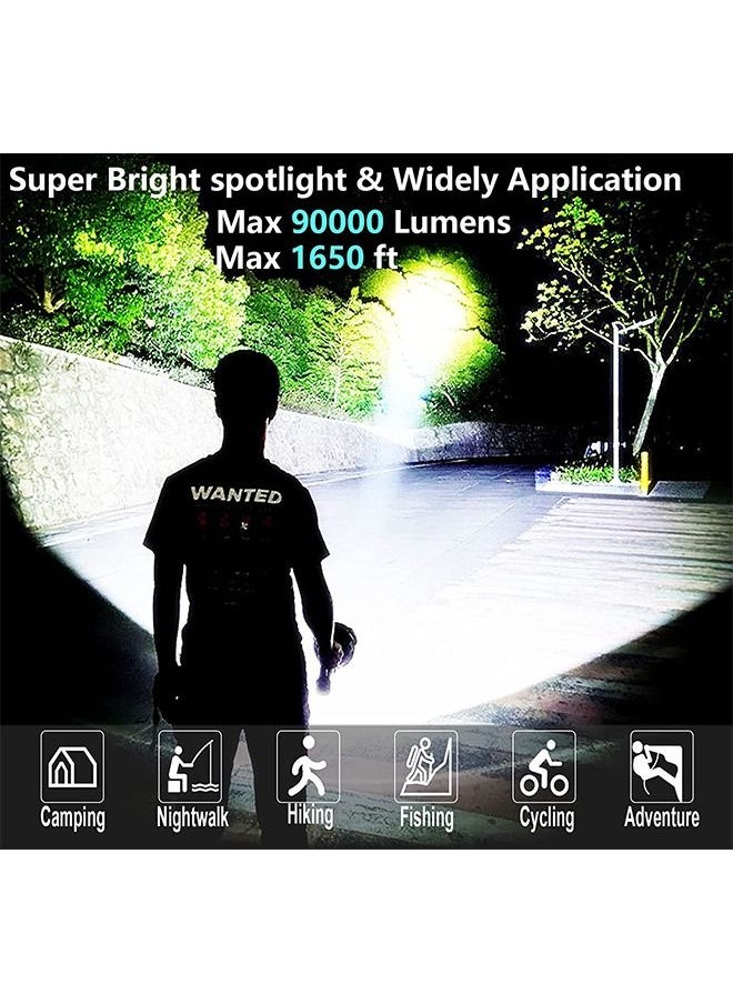 Arabest - Outdoor Spotlight, Rechargeable High Lumen Flashlight, Multiple Modes and USB Output, Waterproof Handheld LED Spotlight with Tripod, Powerful Searchlight for Camping and Other Emergency Situations Black 28x12x12 cm - Image 1