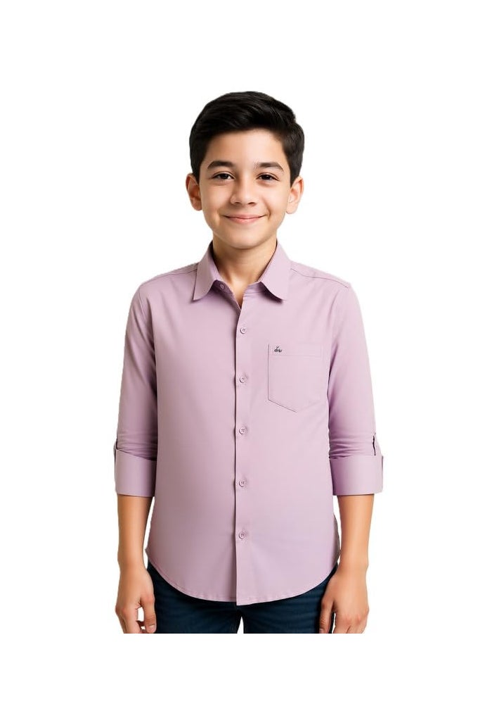 CHARCHIT Boys Full Sleeves Embroidered Solid Shirt - Image 1