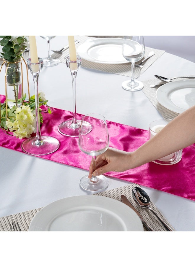 Restaurantware Table Tek 12 x 108 Inch Table Runners, 10 Satin Long Table Runners - Machine Washable, Decorative, Ruby Red Polyester Party Table Runners, For Weddings And Events, - Image 5