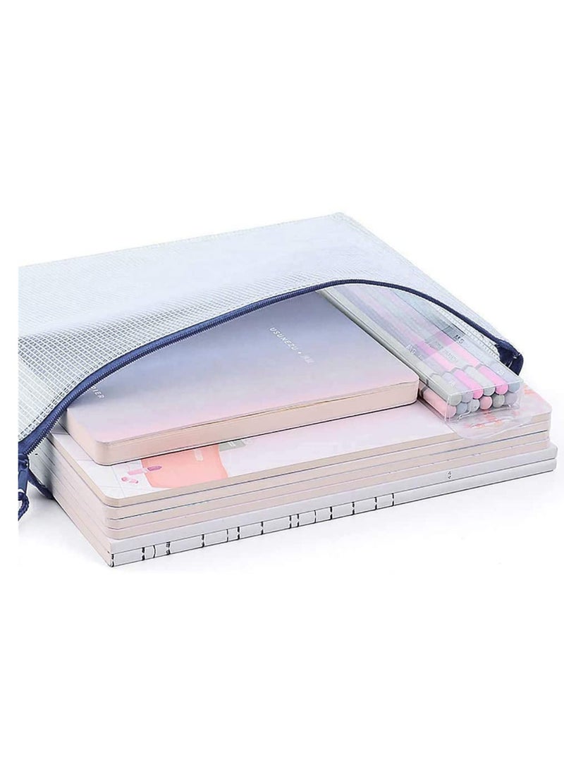 SOLARAE 10Pcs A3 Size Waterproof Mesh Zipper Pouches - Colorful Document Bags for Office Supplies & Travel - Image 2