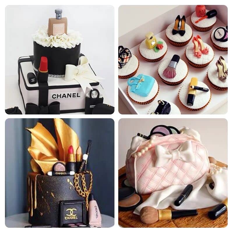 Anyana 3D mini Makeup Tools Loose Powder Eye Shadow silicone mould embossing cake Fondant imprint gum paste mold for Sugar paste fashion cupcake decorating topper decoration sugarcraft set of 3 - Image 5