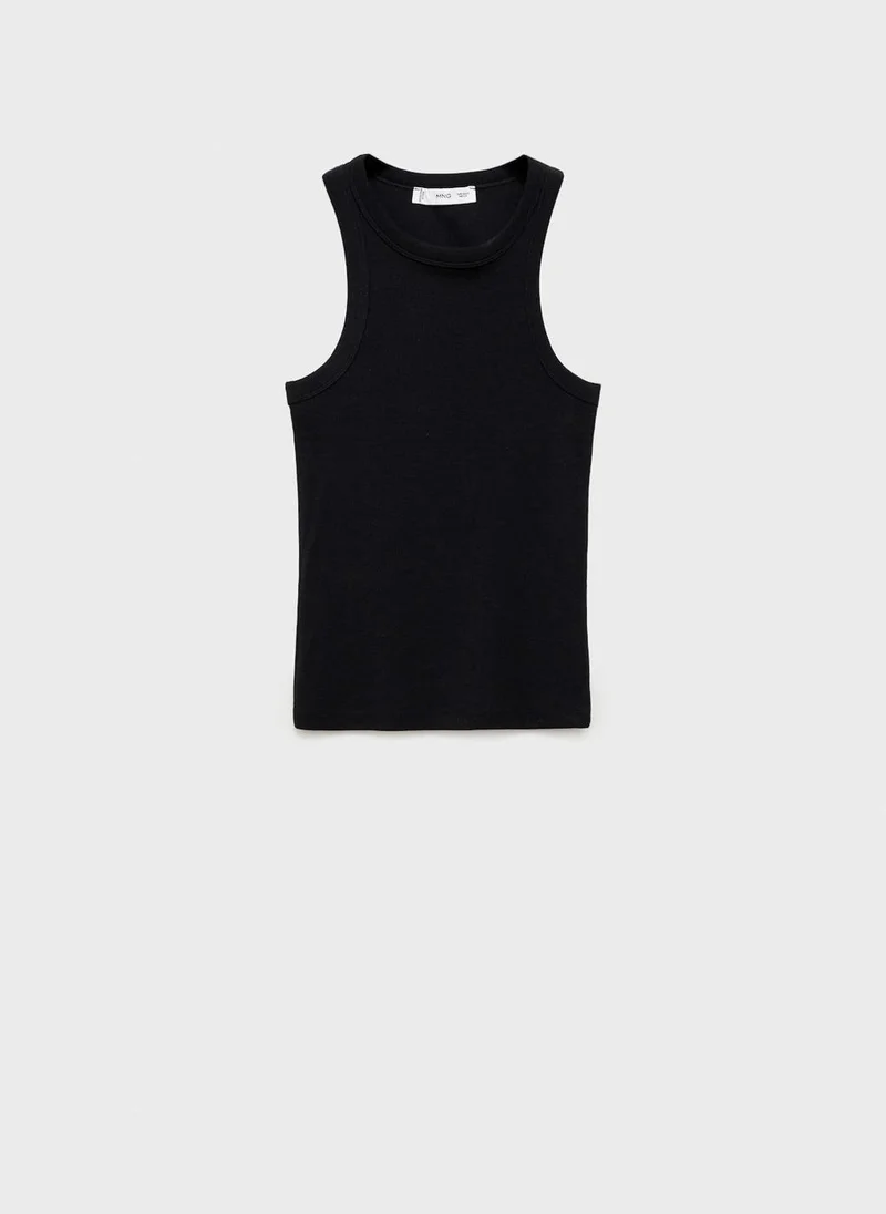 MANGO Boni Ribbed Cotton-Blend Top