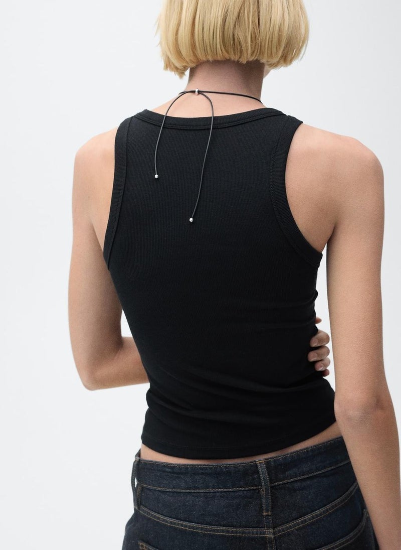 MANGO Boni Ribbed Cotton-Blend Top  - Image 2