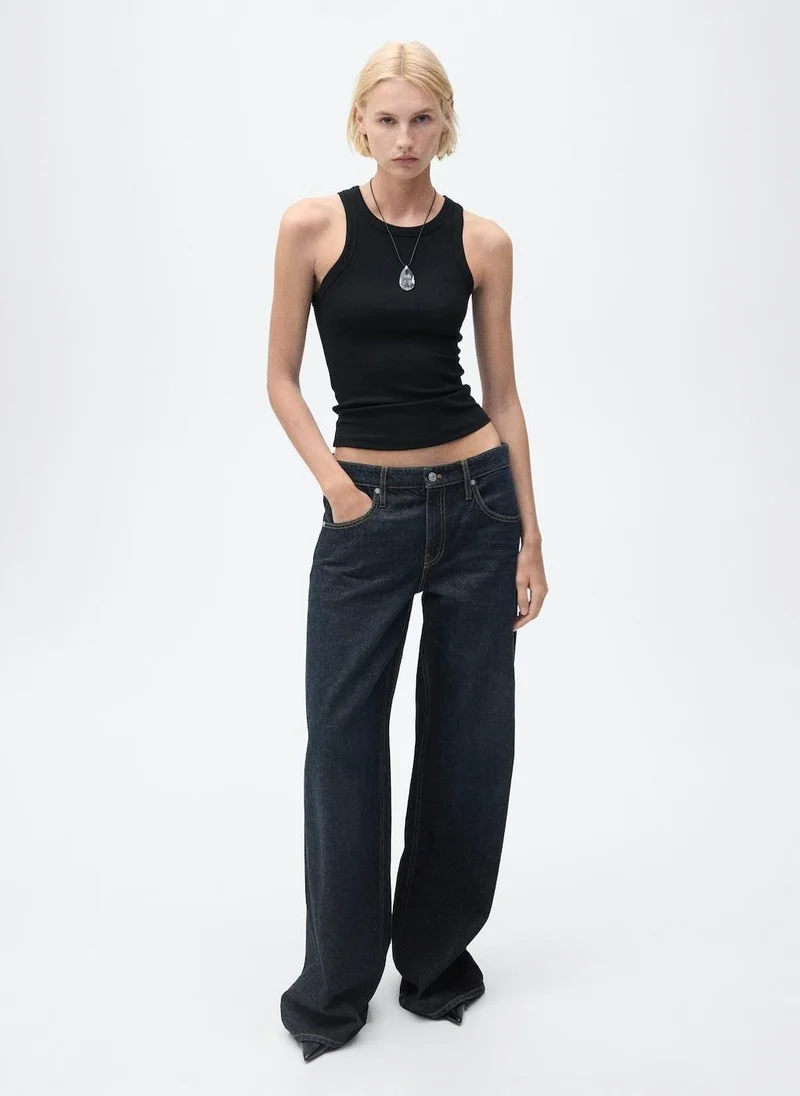 MANGO Boni Ribbed Cotton-Blend Top