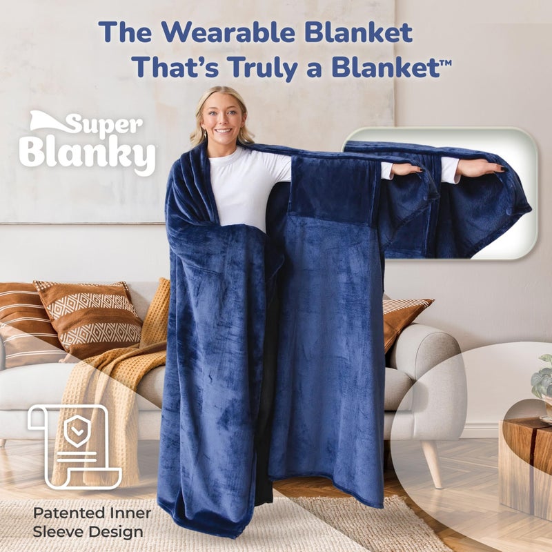 Super Blanky Wearable Blankets for Women - Mothers Day Gift for Her, Adult Comfy Wearable Blanket Men, Easter Gift for Women, Easter Gifts for Teens, Wife Birthday Gift Ideas - Blue Blanket - Image 2