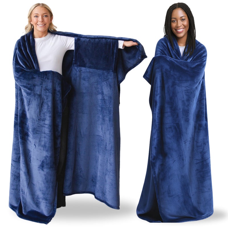 Super Blanky Wearable Blankets for Women - Mothers Day Gift for Her, Adult Comfy Wearable Blanket Men, Easter Gift for Women, Easter Gifts for Teens, Wife Birthday Gift Ideas - Blue Blanket - Image 1