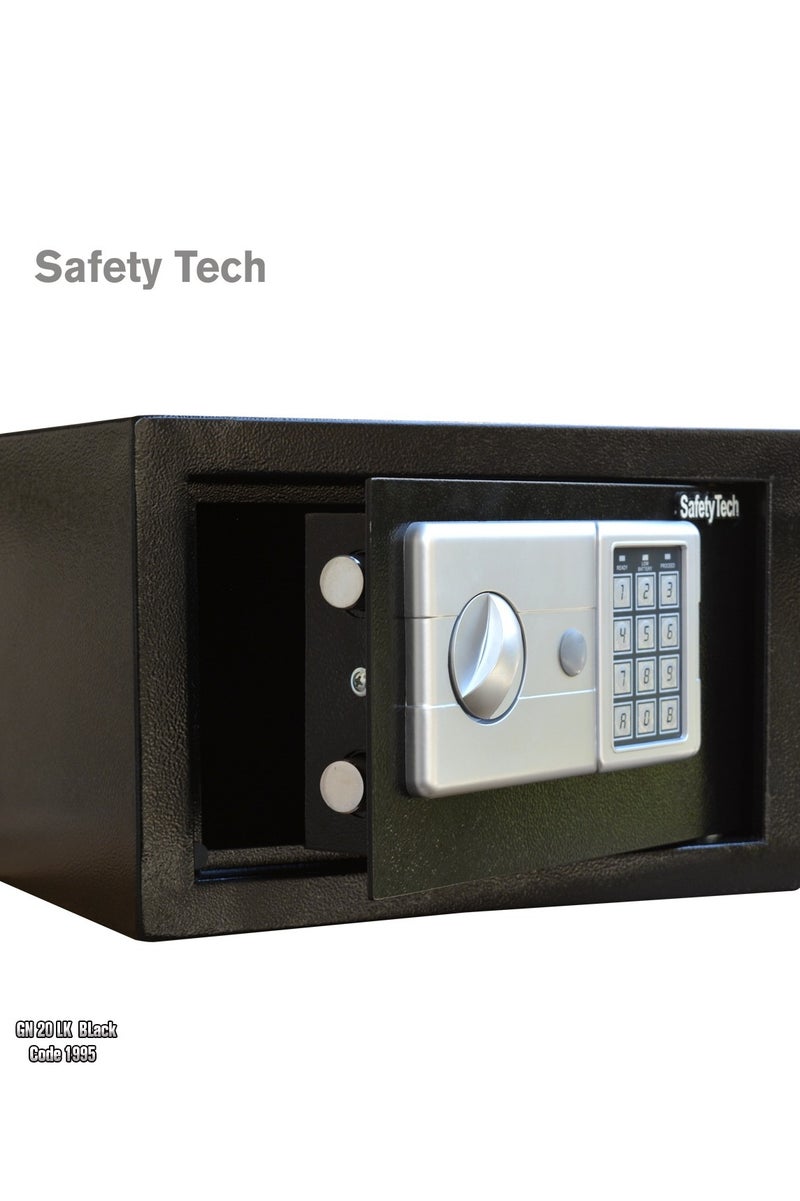 Safety Tech Digital safe with 2 emergency keys, from the international brand Safety Tech, size 31 * 20 * 20, with the ability to record 2 secret numbers, each number consisting of 3 to 8 digits, and 3 key holders  - Image 1