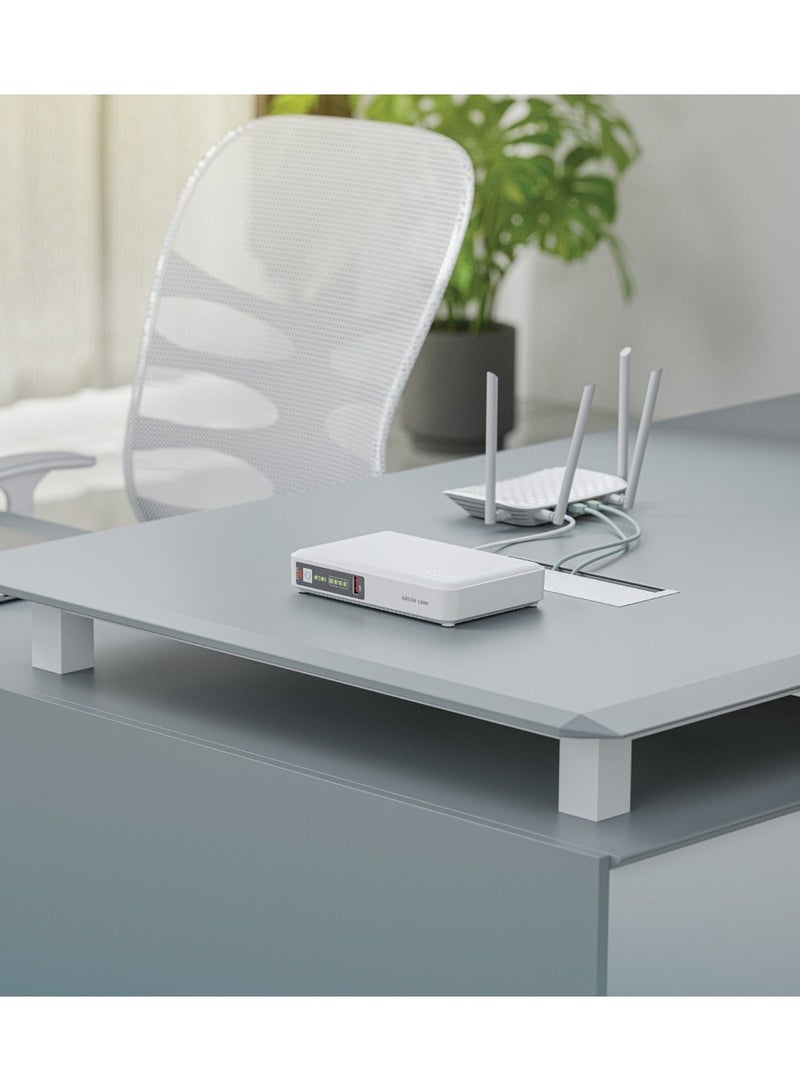 جرين ليون جهاز UPS صغير يعمل بالتيار المستمر مزود ببطارية احتياطية سعة 10000 مللي أمبير، مزود طاقة غير منقطع بمخرج متعدد الفولتية 5 فولت/9 فولت/12 فولت/24 فولت، جهاز UPS صغير متعدد الوظائف لتوفير طاقة احتياطية للشبكة لأجهزة الراوتر والمودم وكاميرات المراقبة، توافق عالمي - أبيض - Image 2